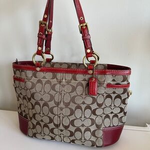 Coach Signature Gallery Tote BEIGE/ RED 11237